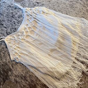 Anthropologie Cream Crochet Top